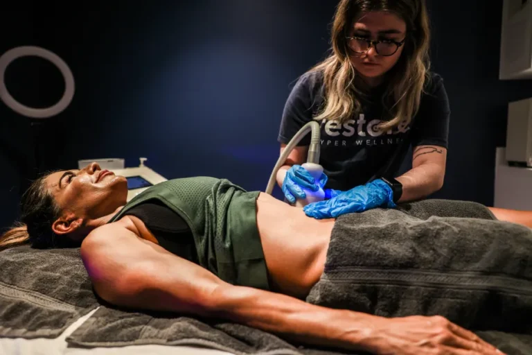 a woman getting a cryoskin procedure.